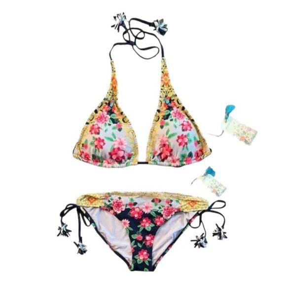NWT Johnny Was Raina Tassel String Bikini Top & Raina Tassel Bikini Bottoms Set - Picture 7 of 8